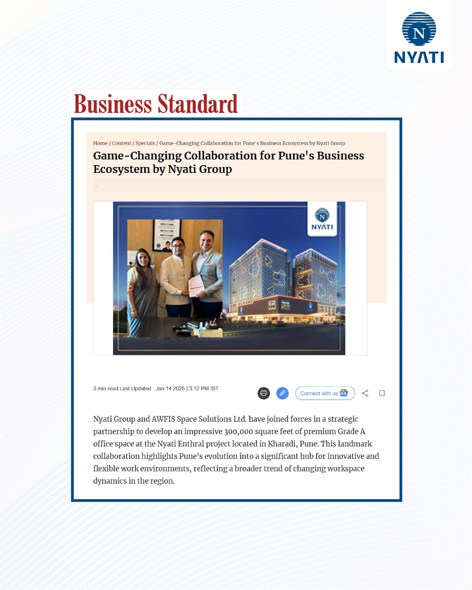 Nyati Group partners with AWFIS to create Pune's 3 lakh sq.ft office spaces 5